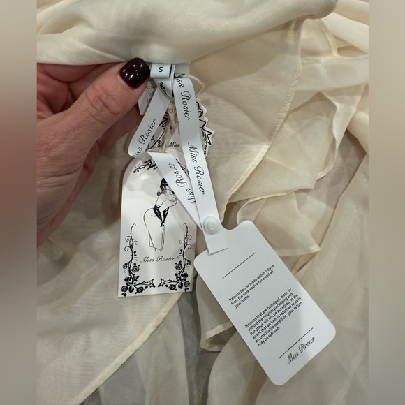 NWT MISS ROSIER Anneli Biege Mullet Chiffon Midi Dress- Small - Picture 12 of 16